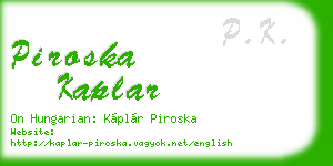 piroska kaplar business card